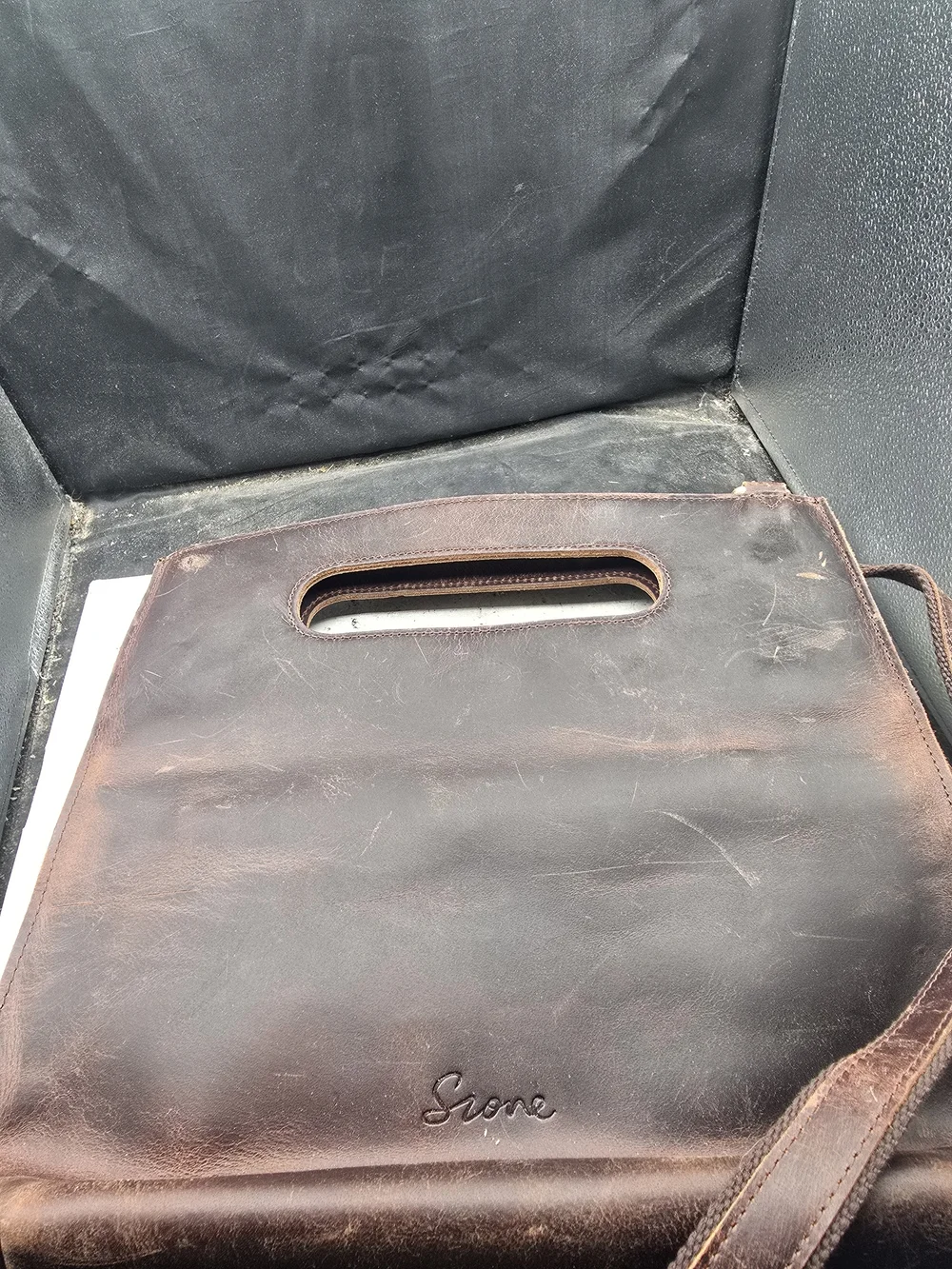 Leather Cosmetic Carry Case in Dark Brown